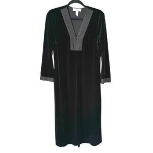 Oscar de la Renta The Pink Label Black Velvet Robe Nightgown Womens Medium NICE